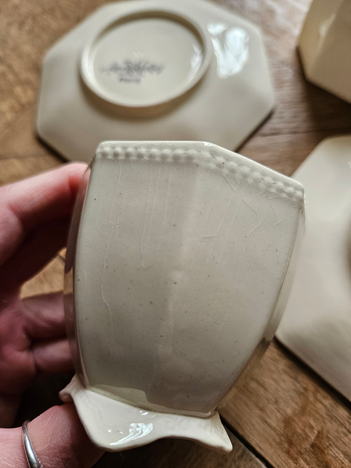 Tasses Sarreguemines octogonales perlées #1