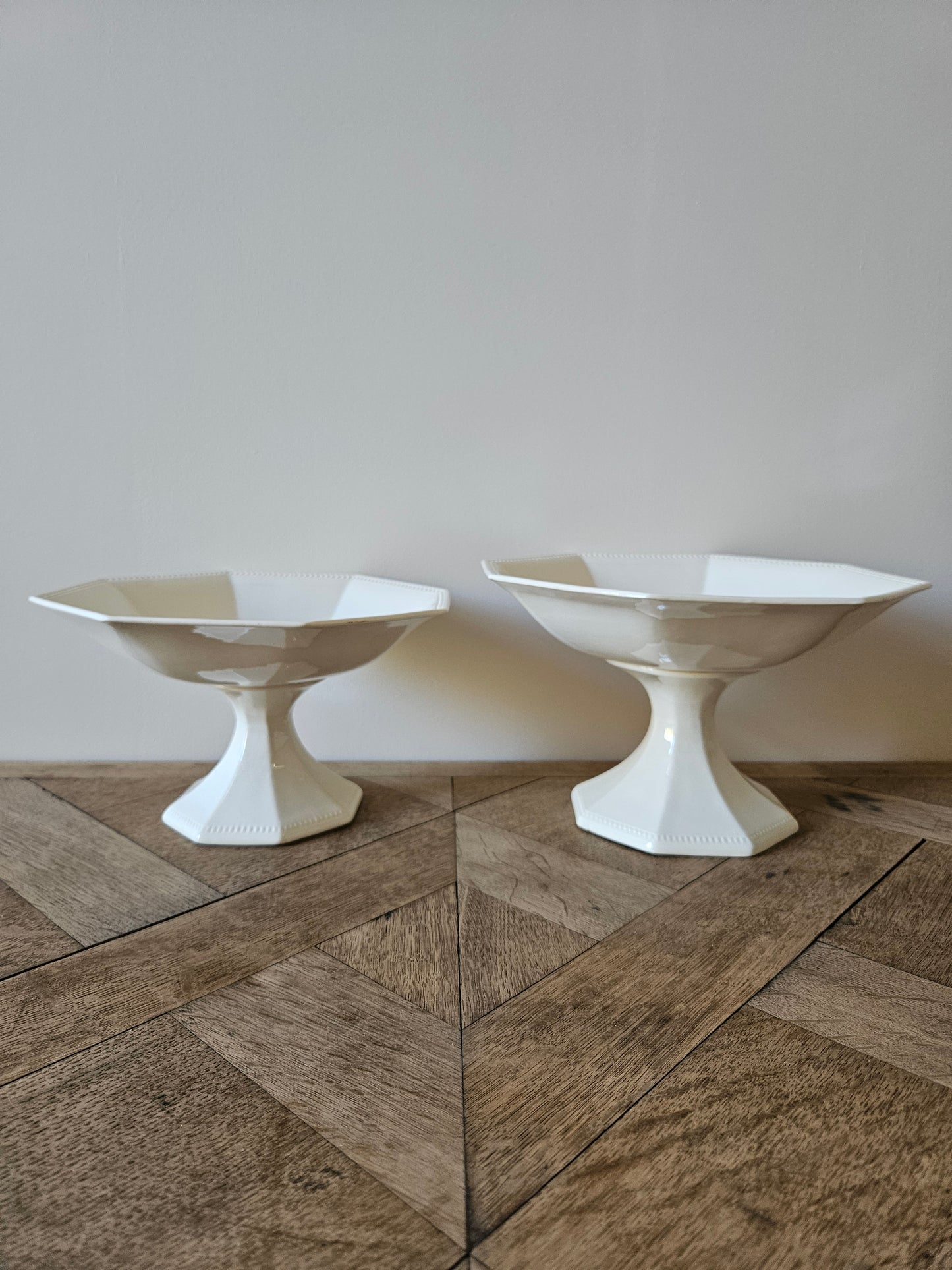 Petit compotier octogonal perlé Sarreguemines