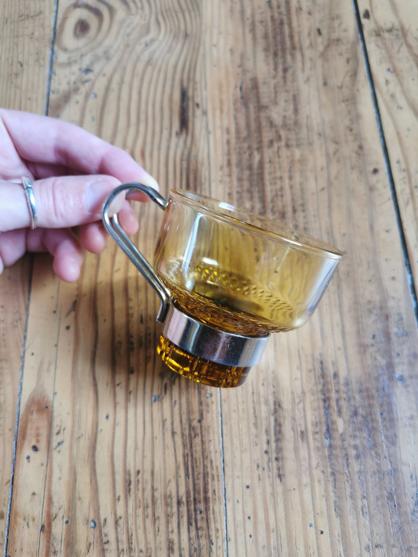 Tasses à café rétro, verre ambré