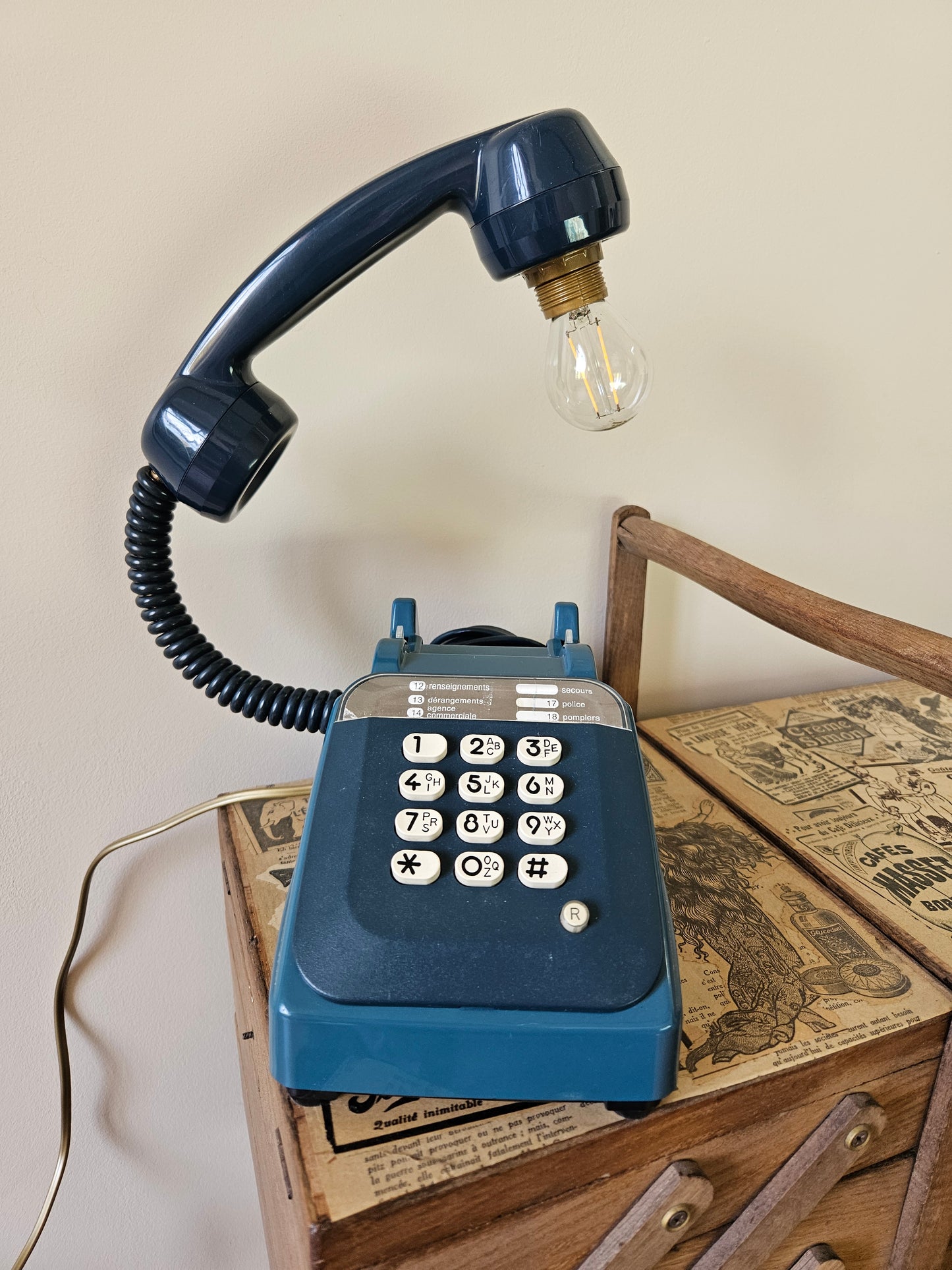 Lampe vintage BakéLight, bleu canard