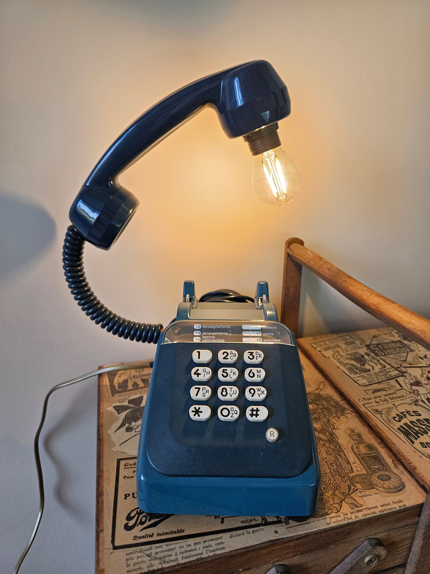Lampe vintage BakéLight, bleu canard