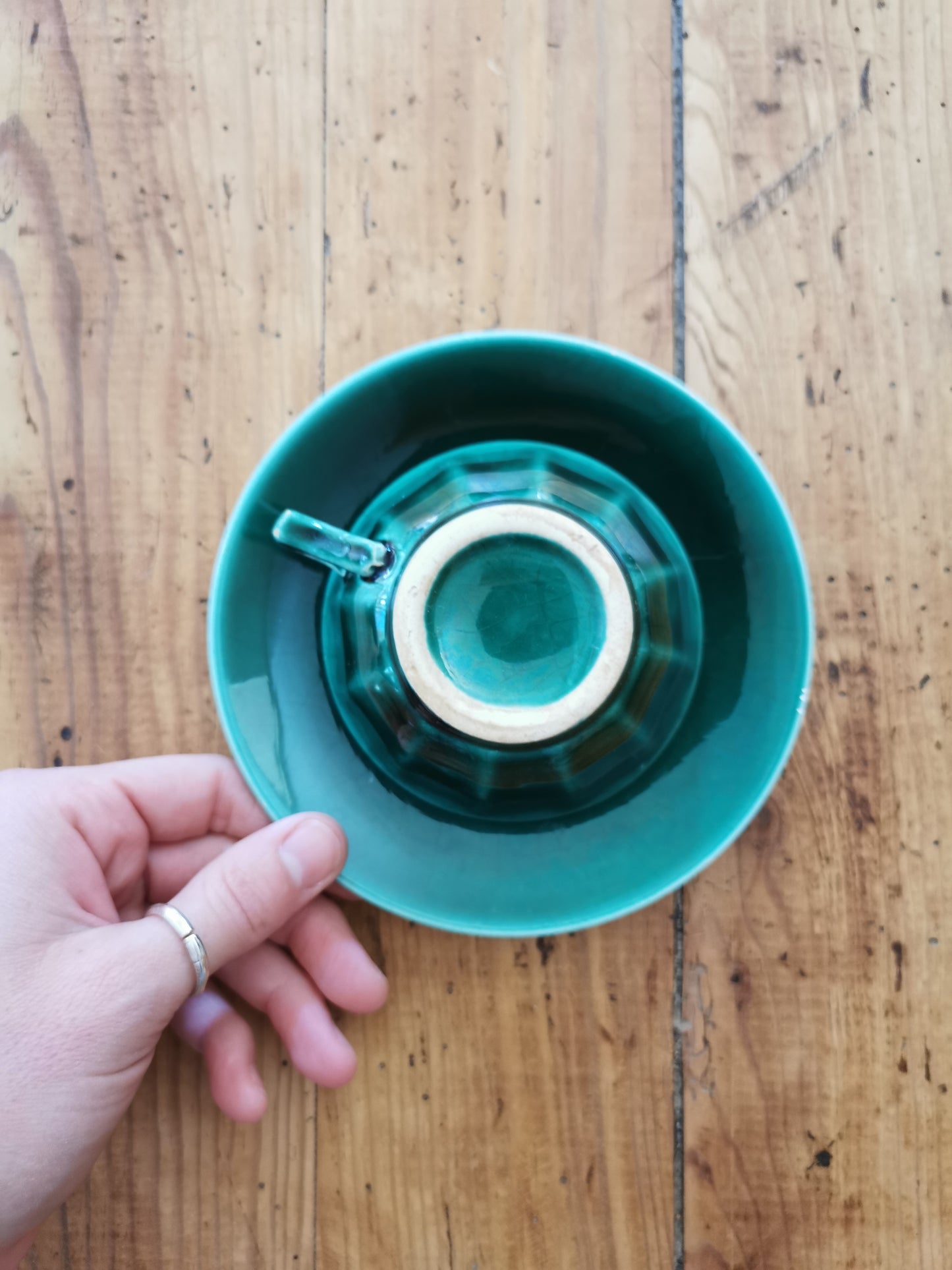 Tasses à café rétro vertes