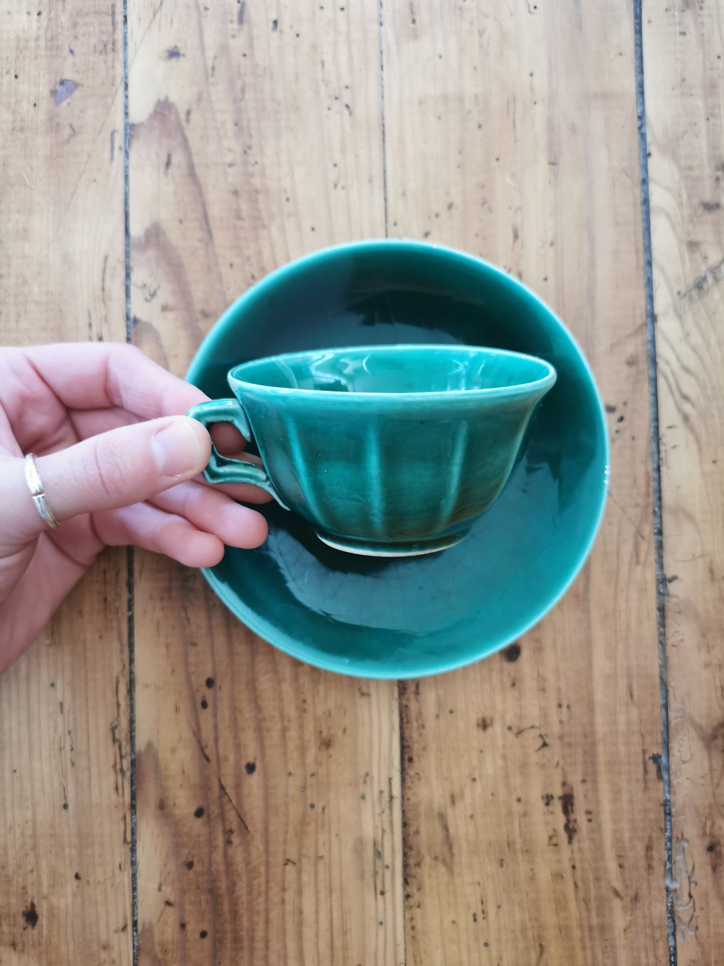 Tasses à café rétro vertes