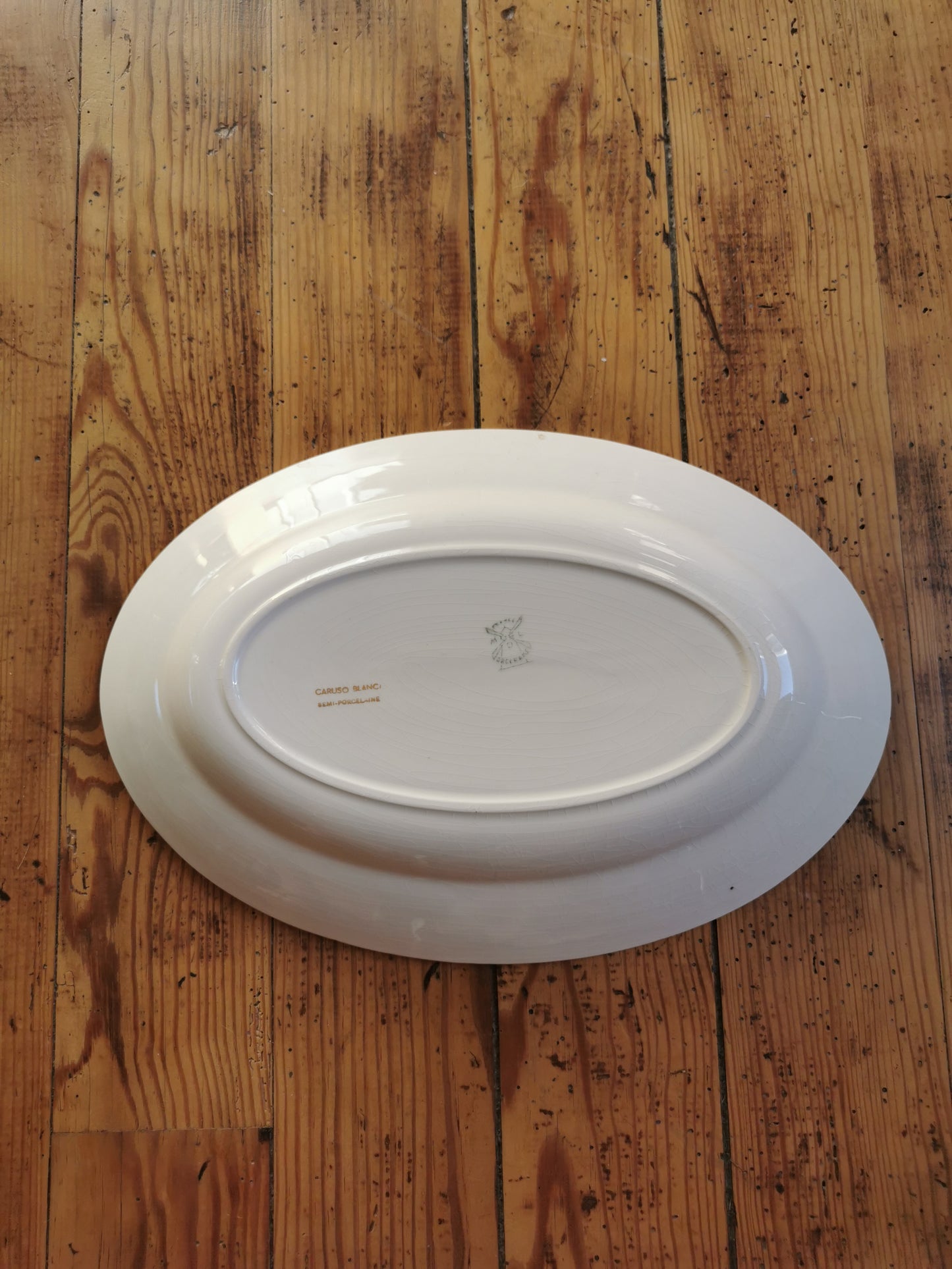 Plat ovale vintage Moulin des Loups, Caruso Blanc