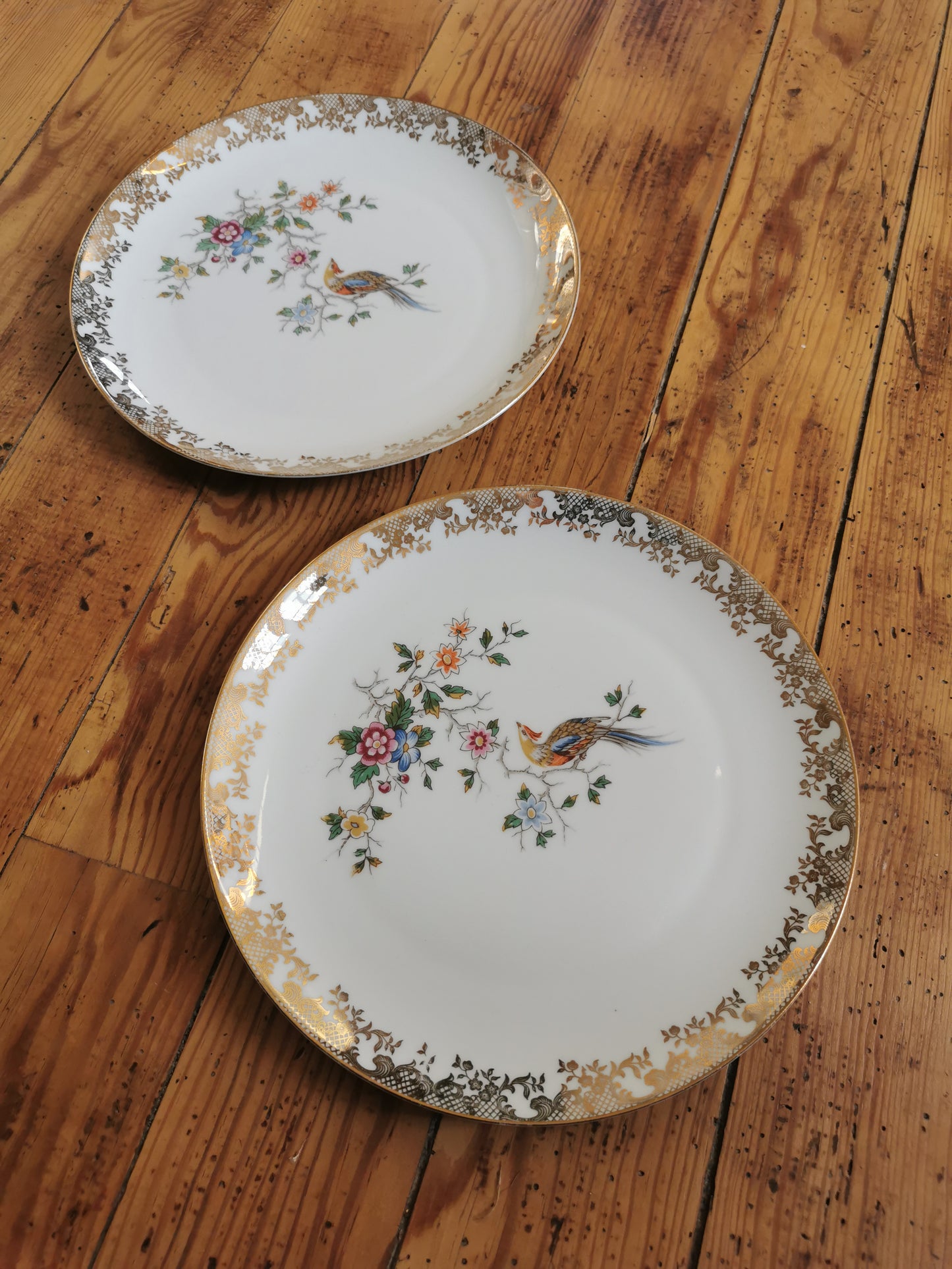 Assiettes plates dépareillées Oiseaux