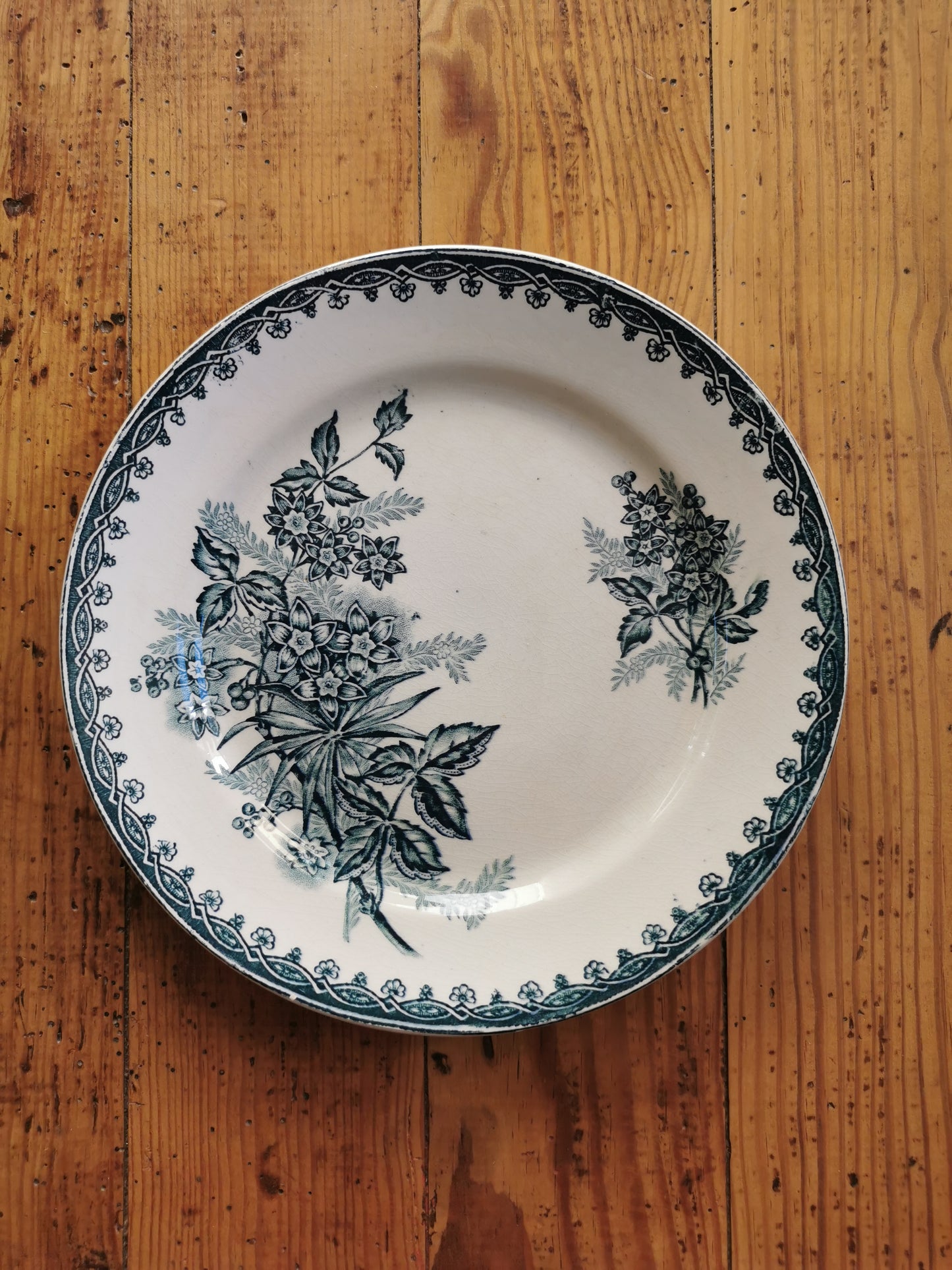 Assiettes anciennes dépareillées, terre de fer