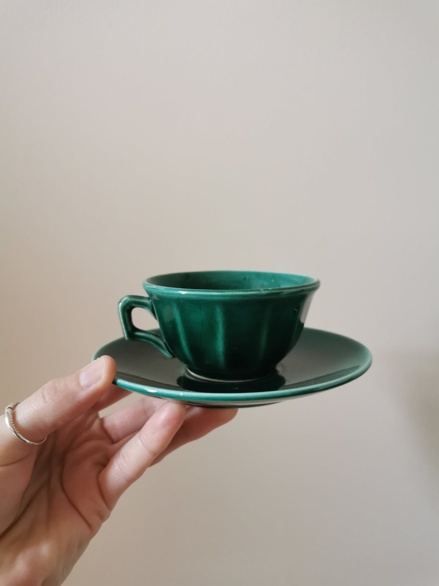 Tasses à café rétro vertes