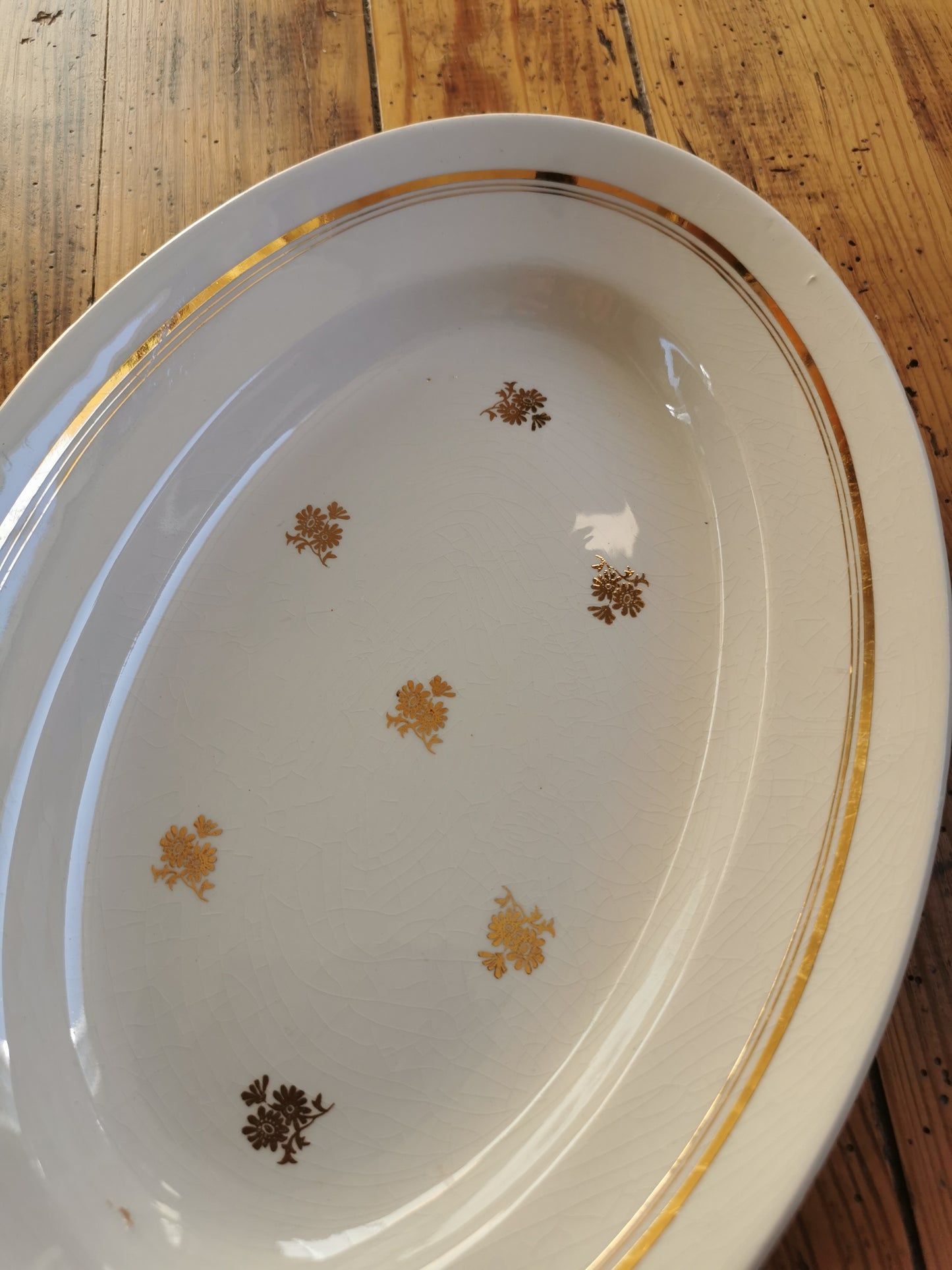Plat ovale vintage Moulin des Loups, Caruso Blanc