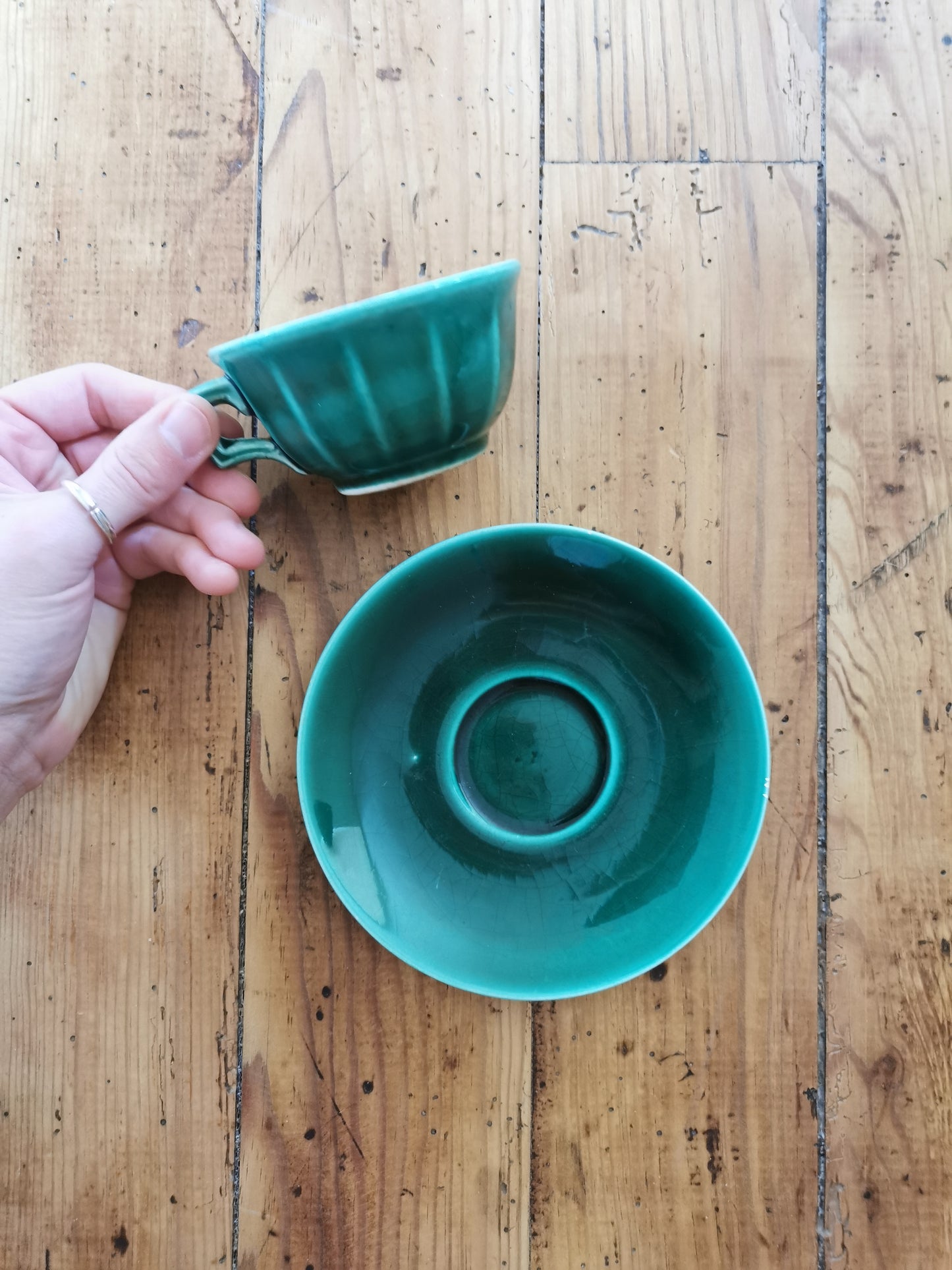 Tasses à café rétro vertes