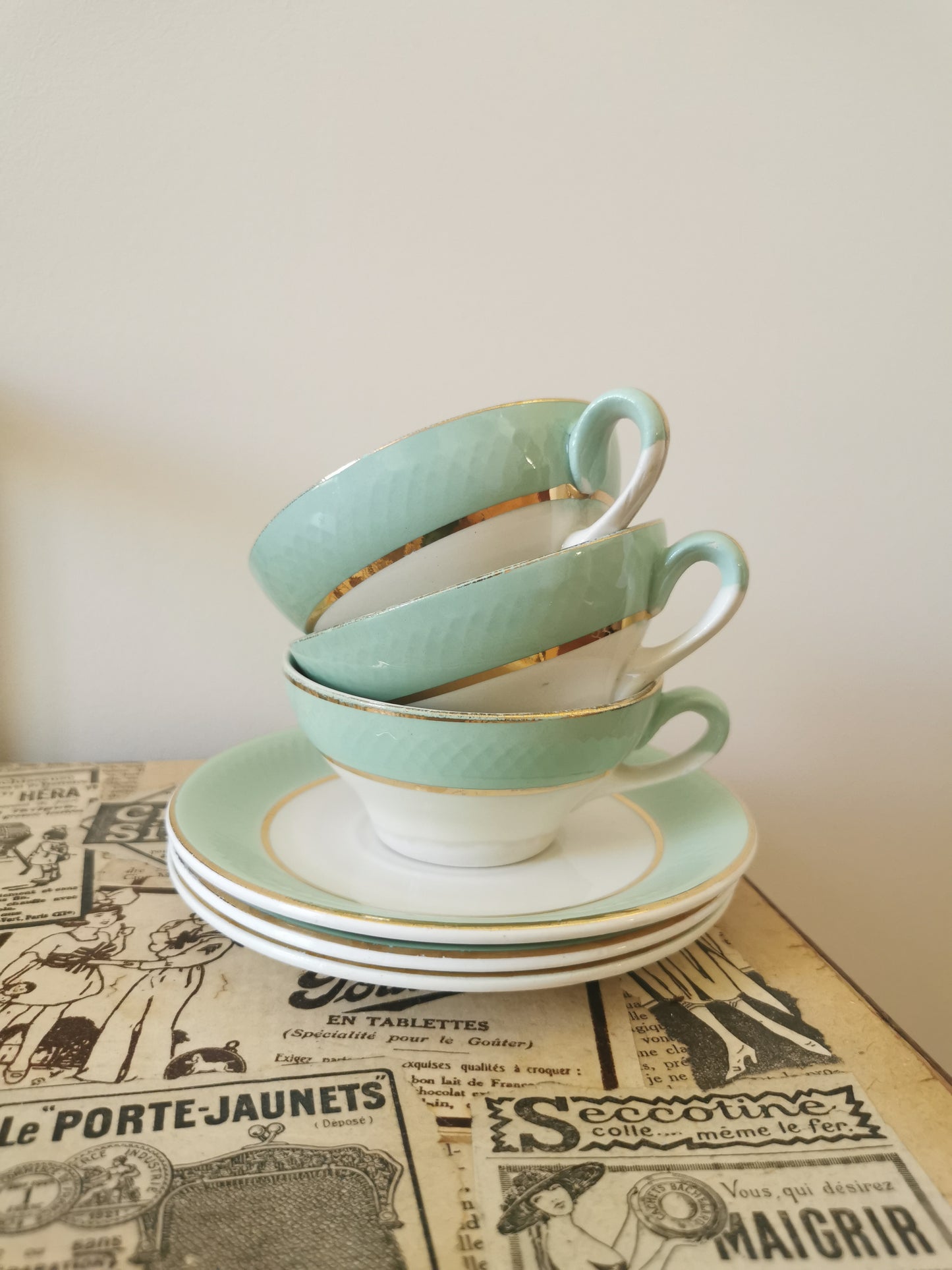 Tasses vert mint Moulin des Loups