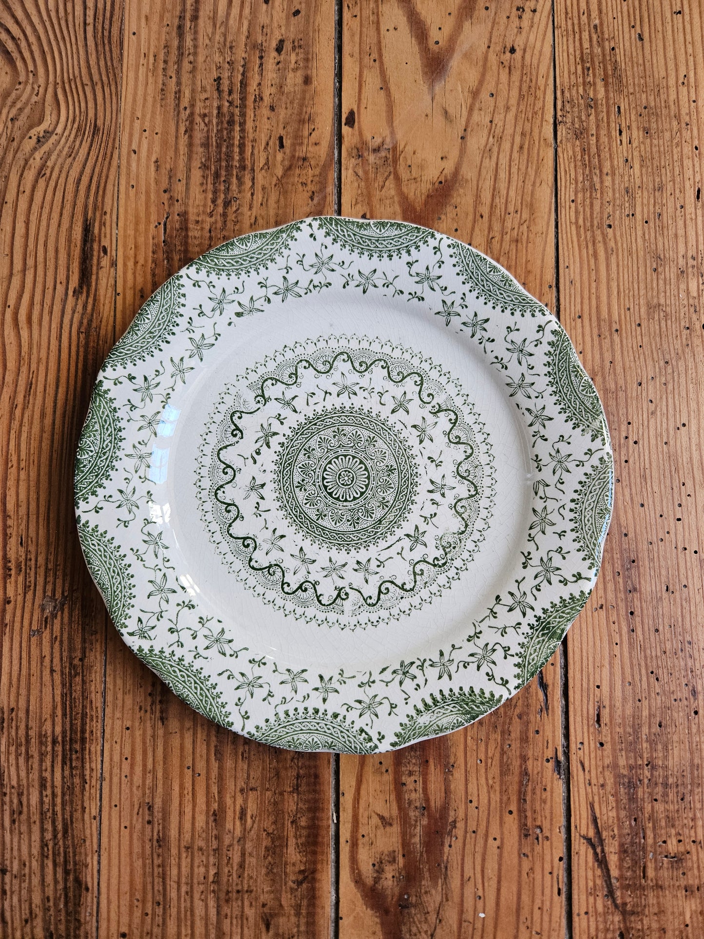 Assiettes anglaises "Mandala" vertes