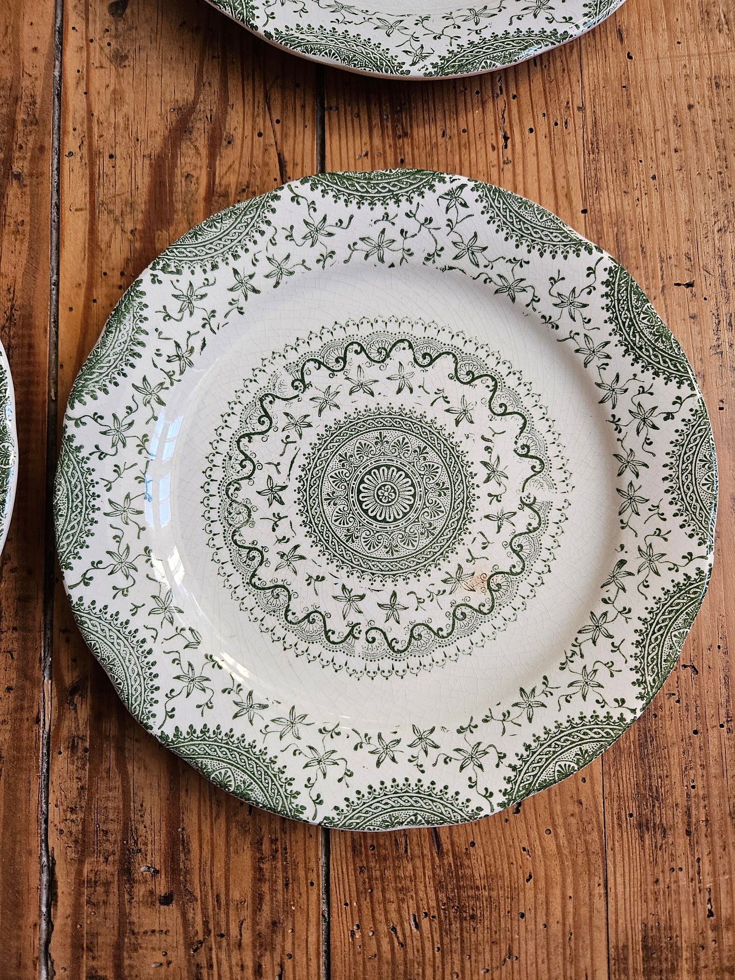 Assiettes anglaises "Mandala" vertes