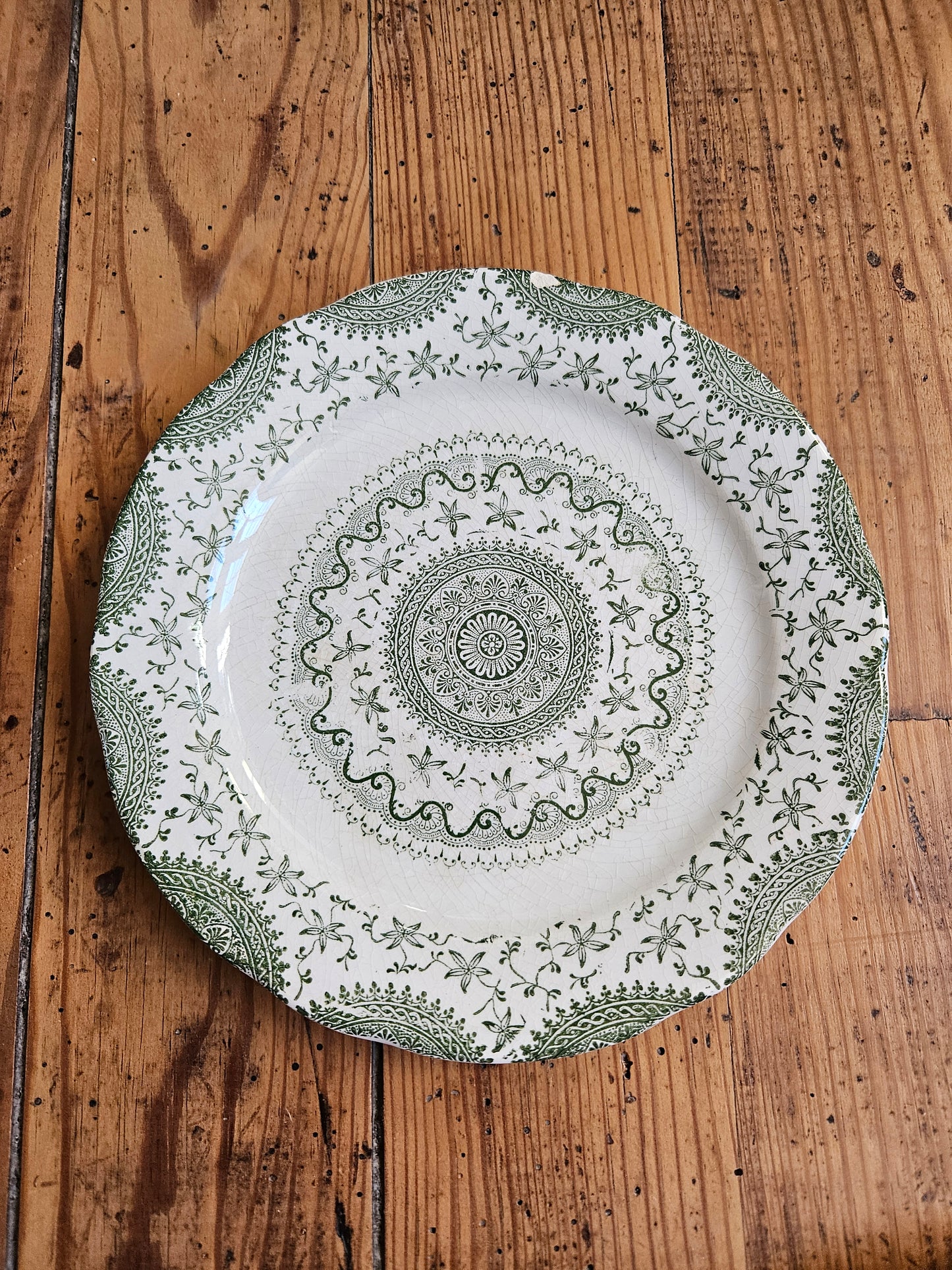 Assiettes anglaises "Mandala" vertes