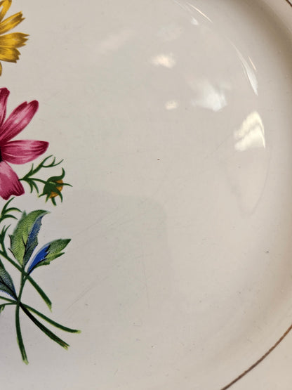 Assiettes plates dépareillées, vert pomme / jaune / fleurs