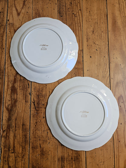Assiettes plates dépareillées, vert pomme / jaune / fleurs