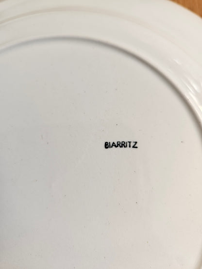 Assiettes plates dépareillées, jaune / mint / fleurs
