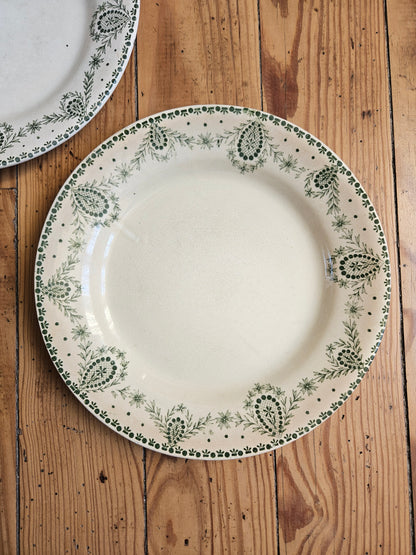 Assiettes plates dépareillées Creil et Montereau vertes