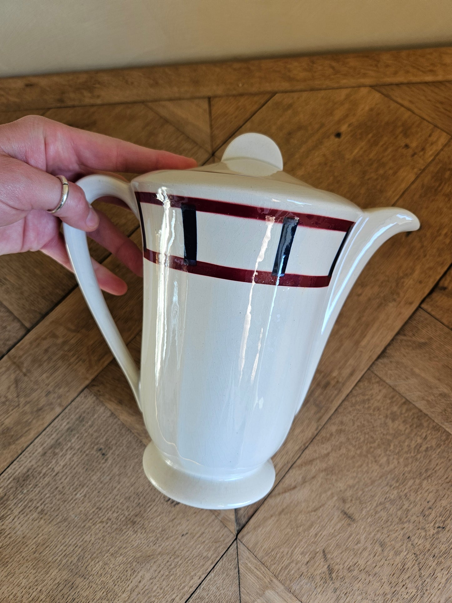 Théière et sucrier Fenal Badonviller, décor basque