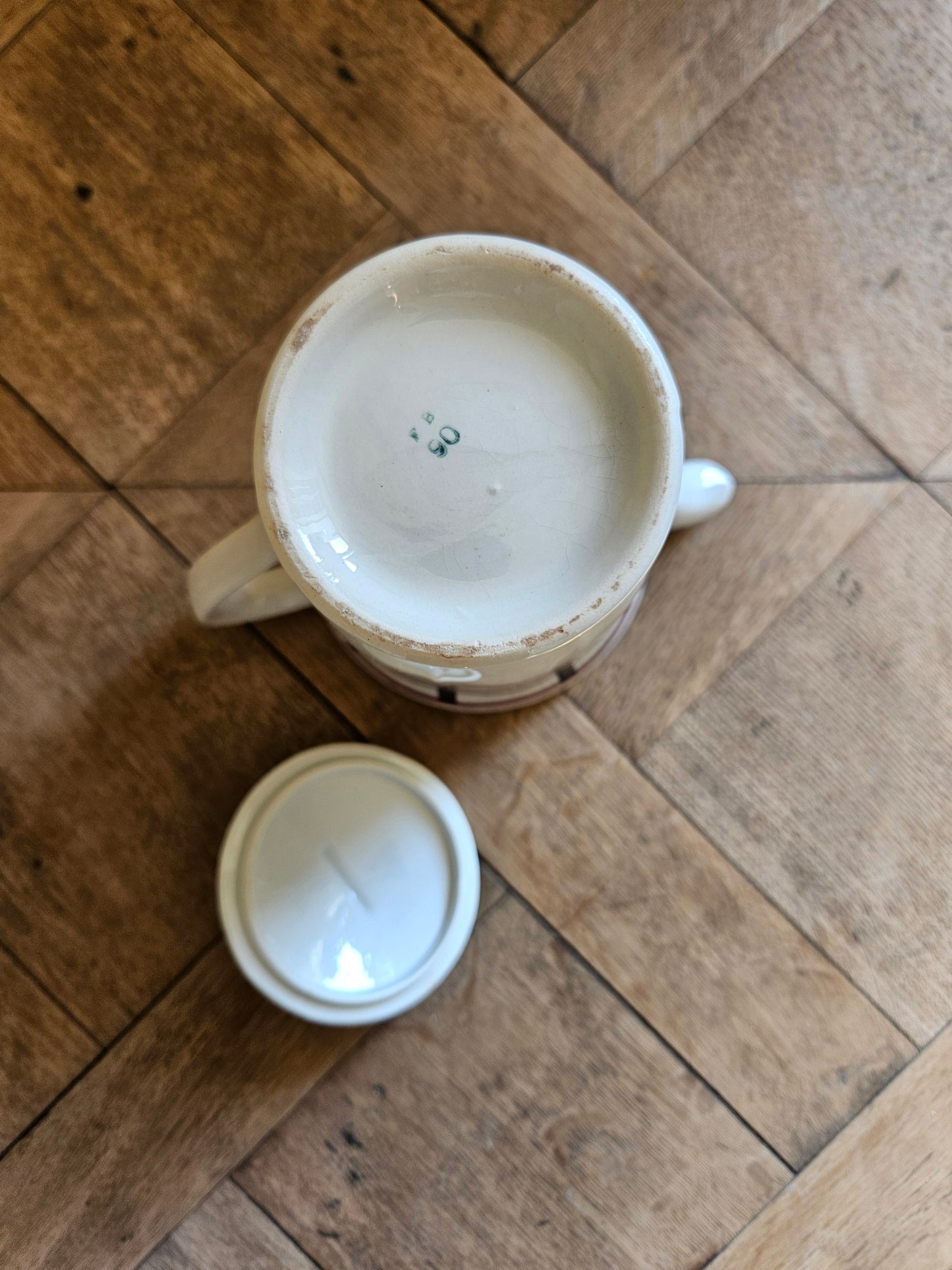 Théière et sucrier Fenal Badonviller, décor basque