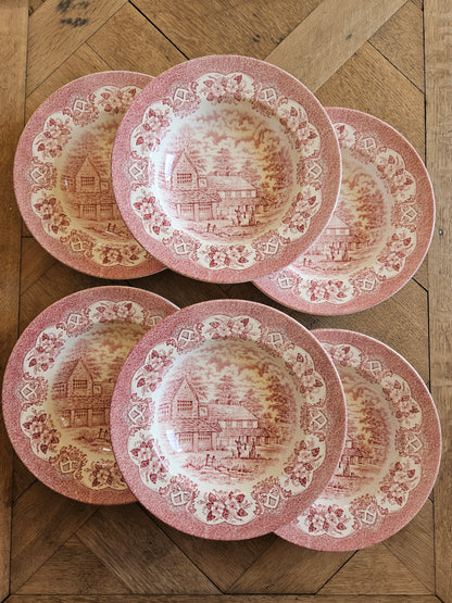 Assiettes creuses Old Inns Series, Staffordshire