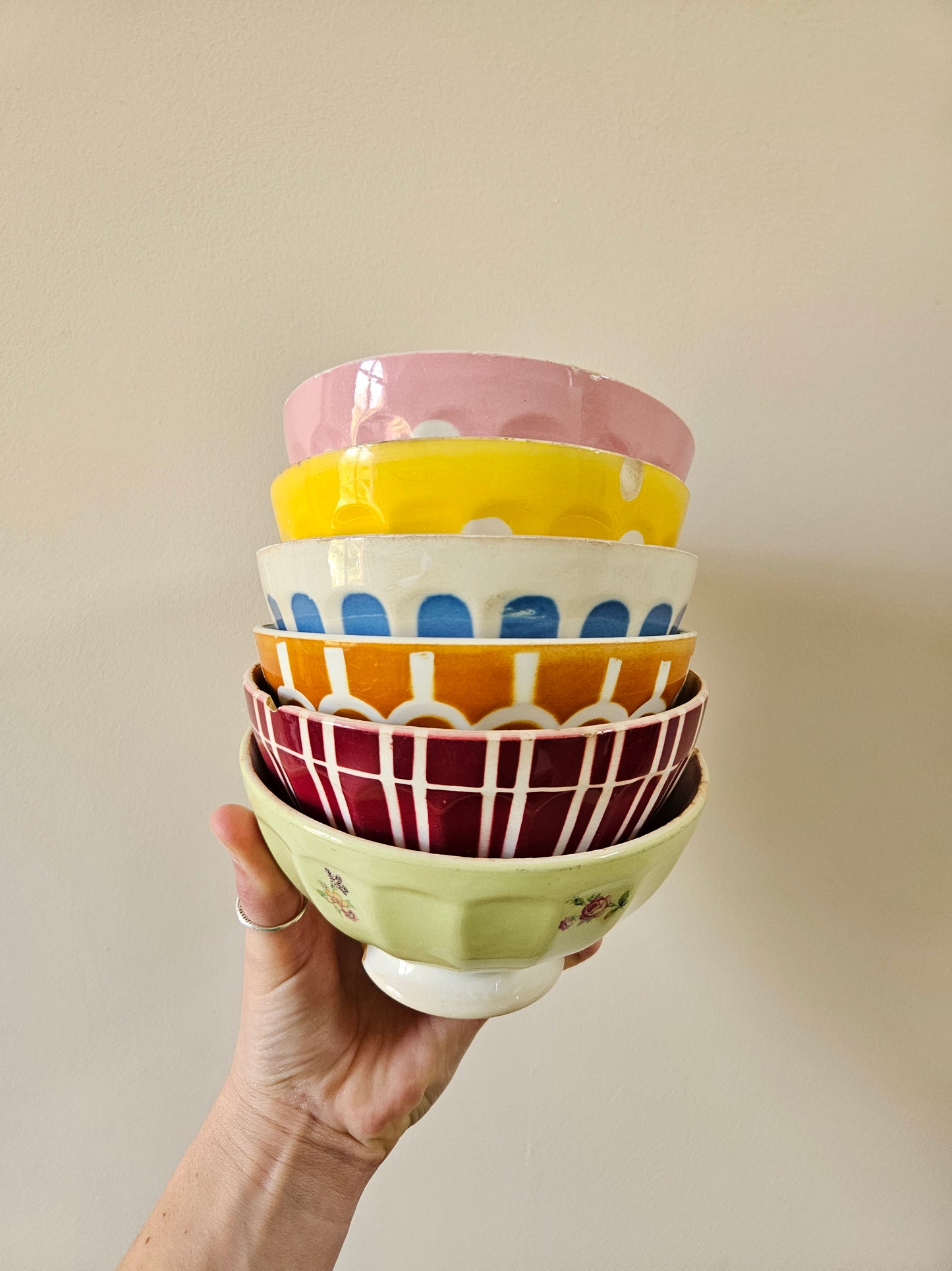 Bols à facettes anciens (abîmés)