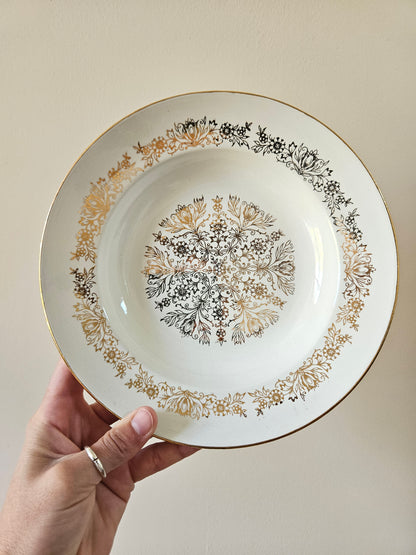 Assiettes creuses fleurs dorées "Mandala"