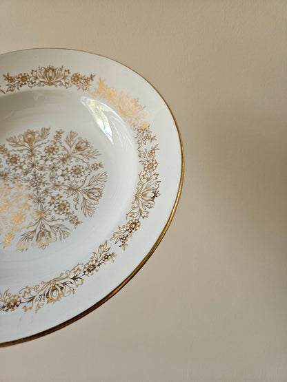 Assiettes creuses fleurs dorées "Mandala"