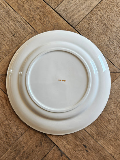 Assiettes plates fleurs dorées
