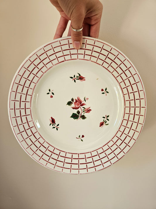 Plat rond rétro Digoin, Rosa