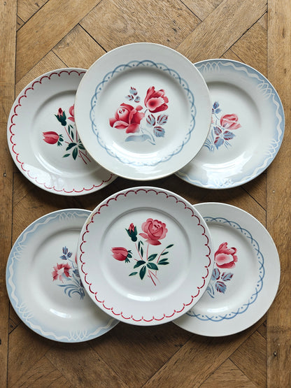 Assiettes plates rétro dépareillées, Digoin & Badonviller