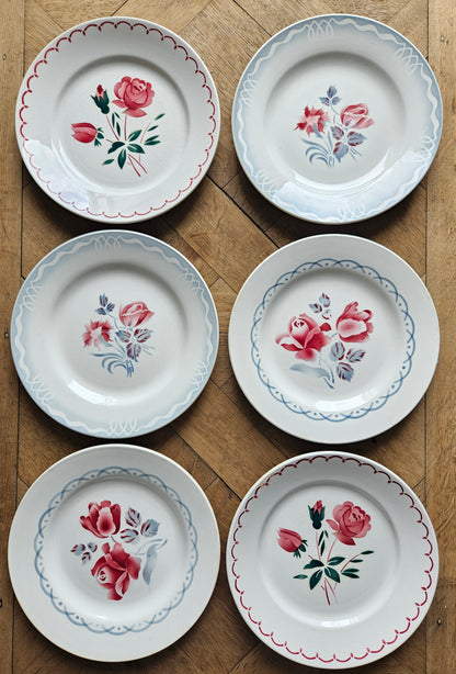 Assiettes plates rétro dépareillées, Digoin & Badonviller