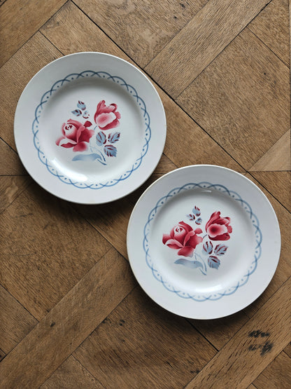 Assiettes plates rétro dépareillées, Digoin & Badonviller