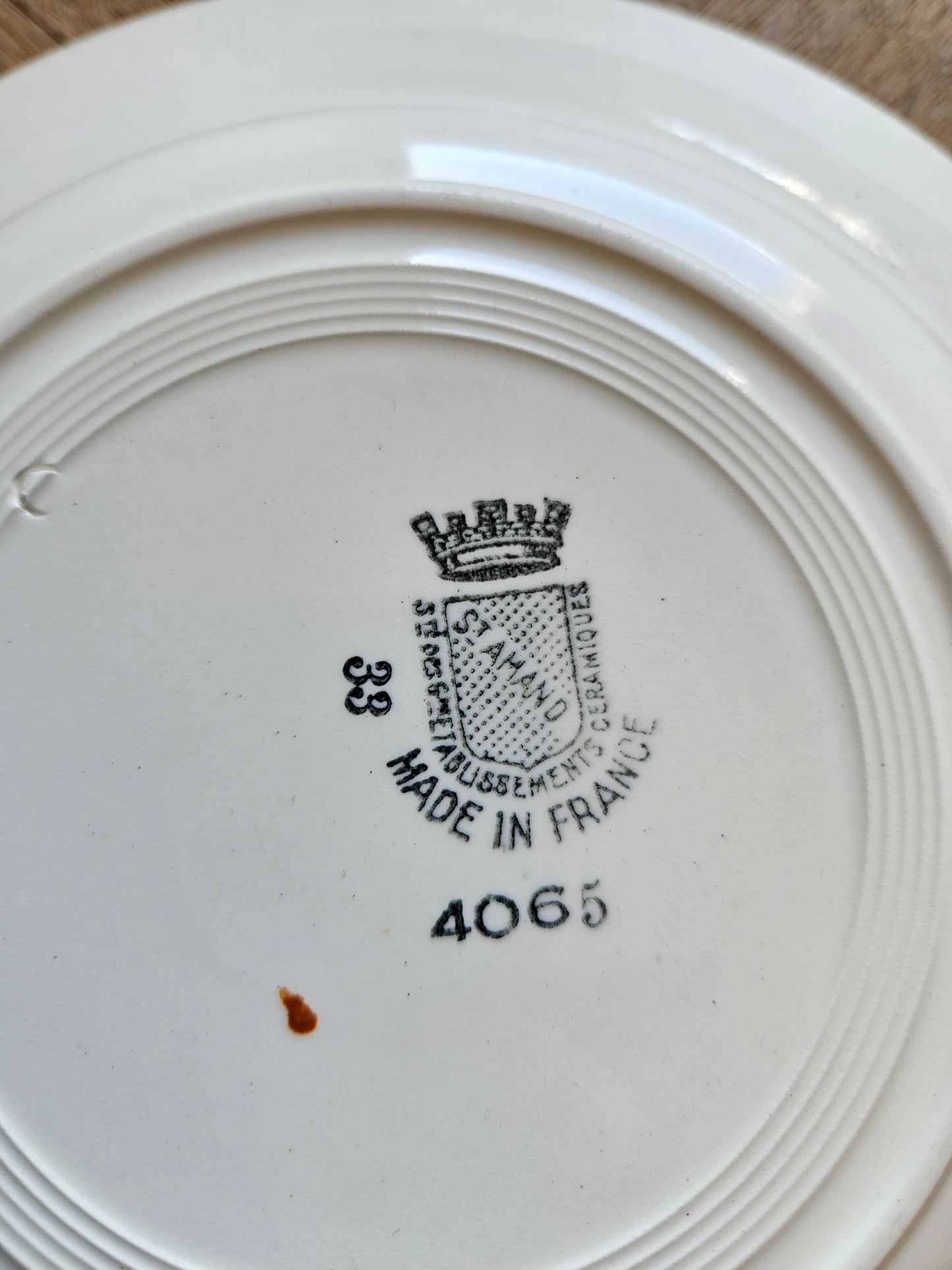 Assiettes creuses St Amand, rose bleue