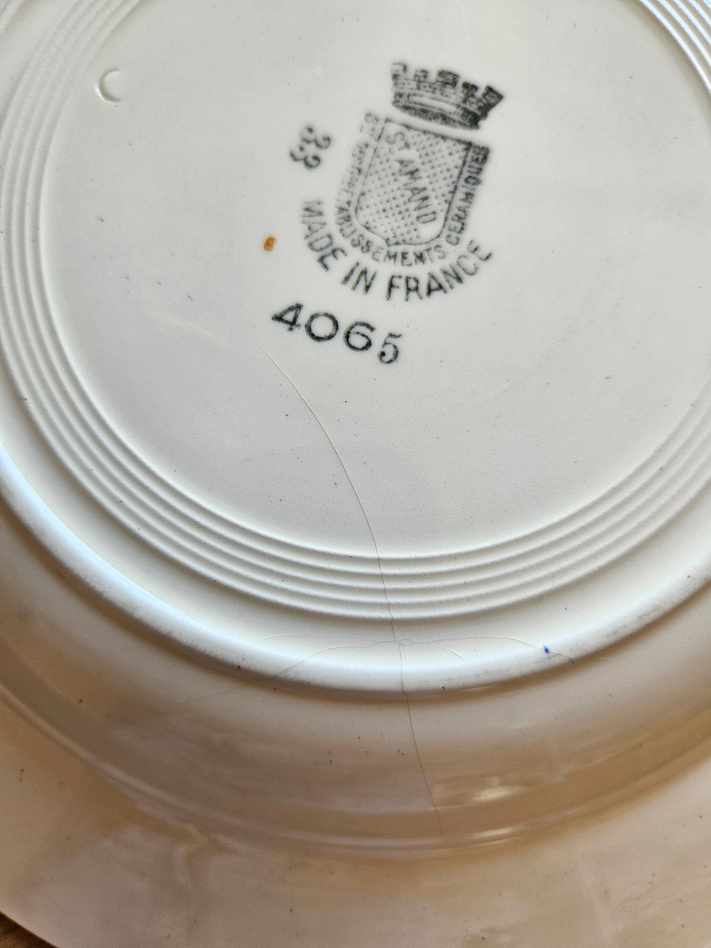 Assiettes creuses St Amand, rose bleue