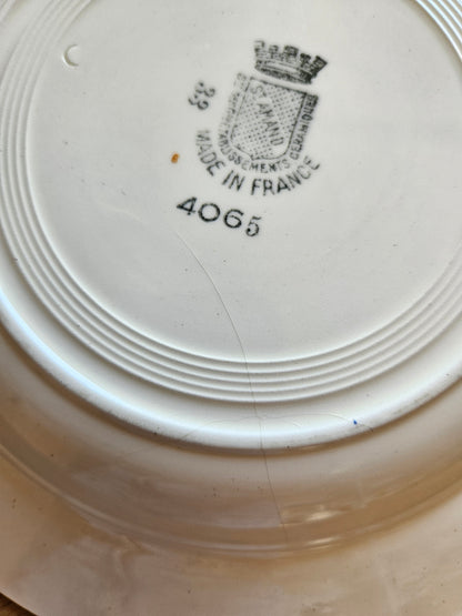 Assiettes creuses St Amand, rose bleue