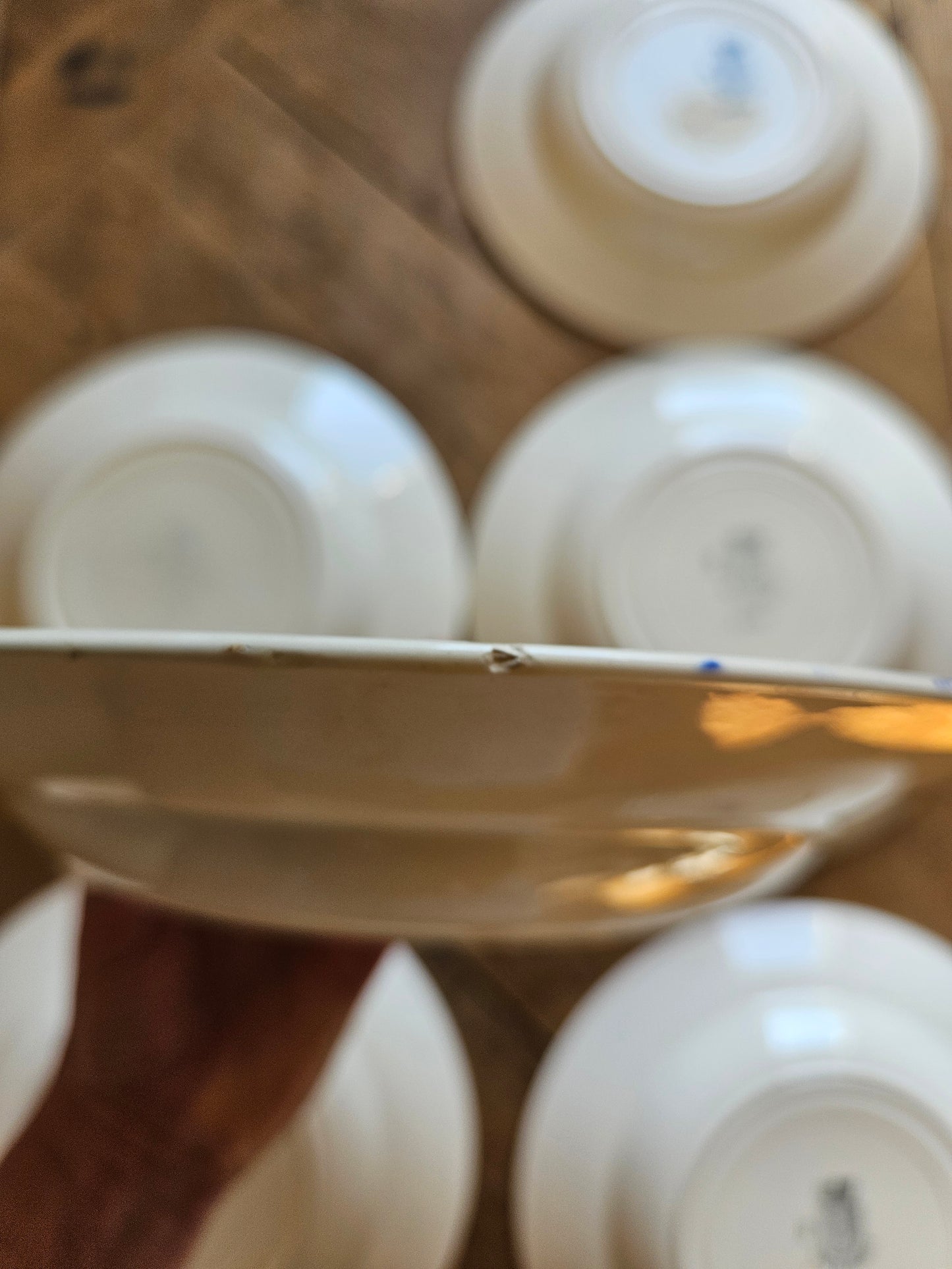 Assiettes creuses St Amand, rose bleue