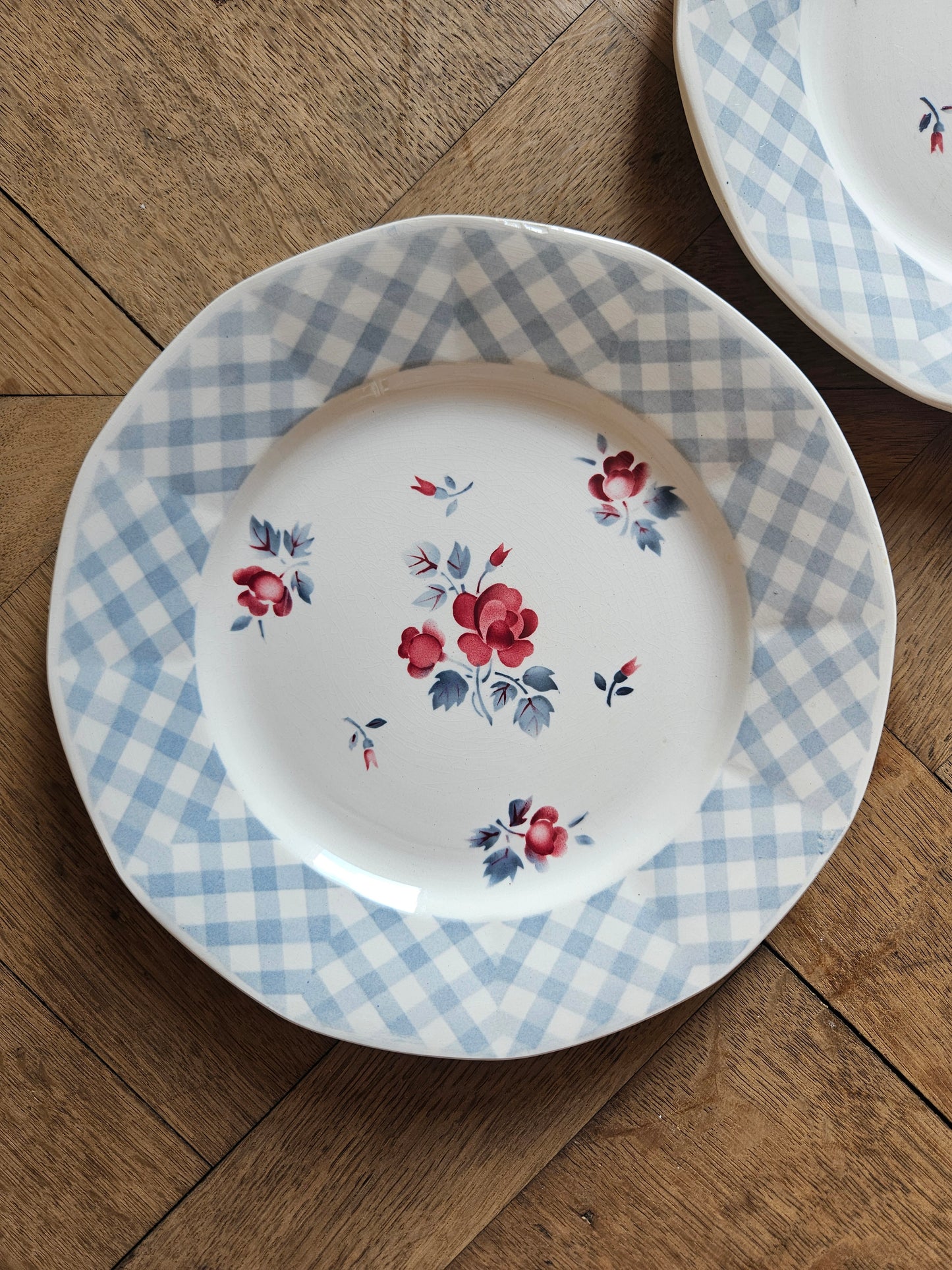 Assiettes plates rétro dépareillées, Digoin