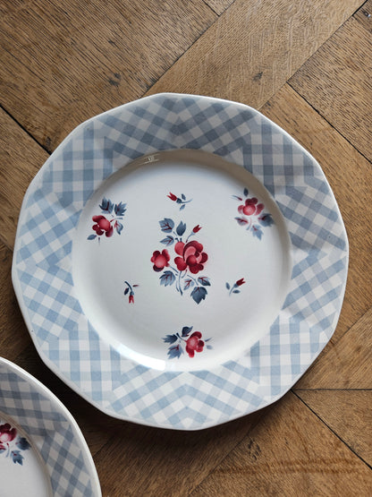 Assiettes plates rétro dépareillées, Digoin