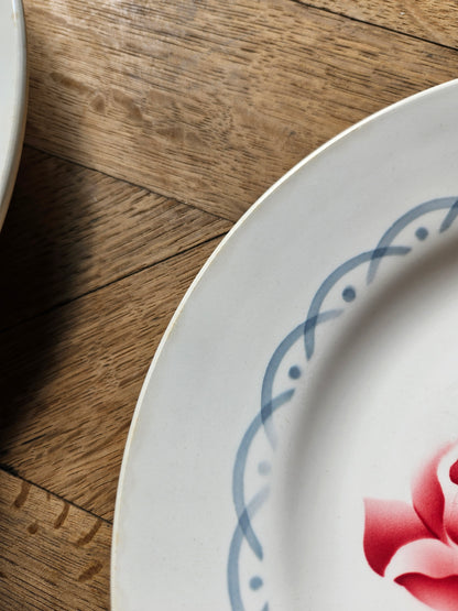 Assiettes plates rétro dépareillées, Digoin