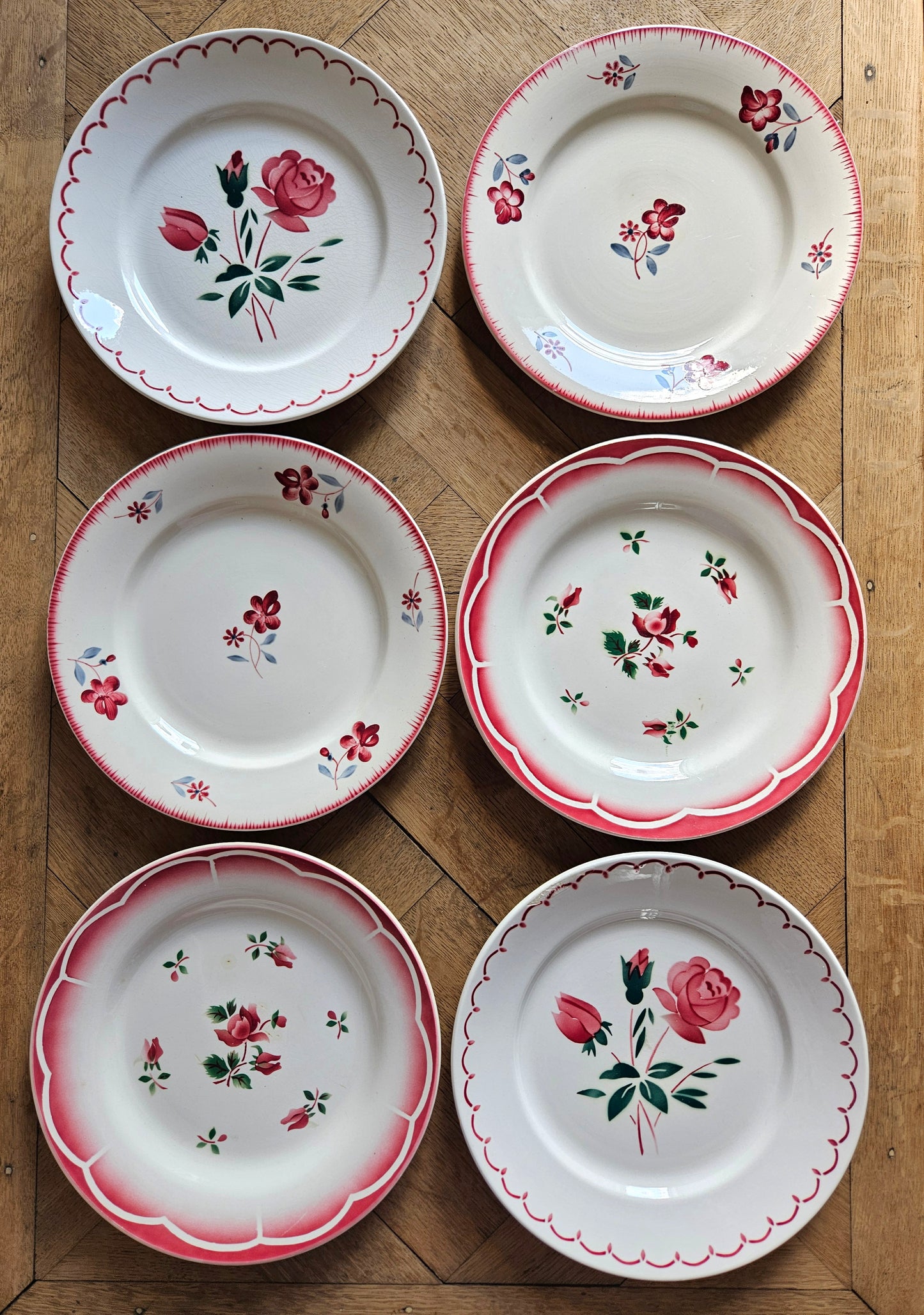 Assiettes plates rétro dépareillées, Digoin & Badonviller