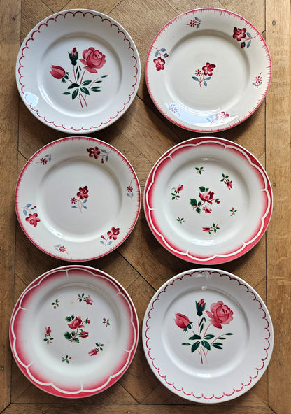 Assiettes plates rétro dépareillées, Digoin & Badonviller