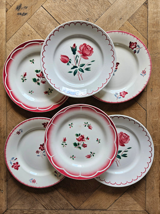 Assiettes plates rétro dépareillées, Digoin & Badonviller