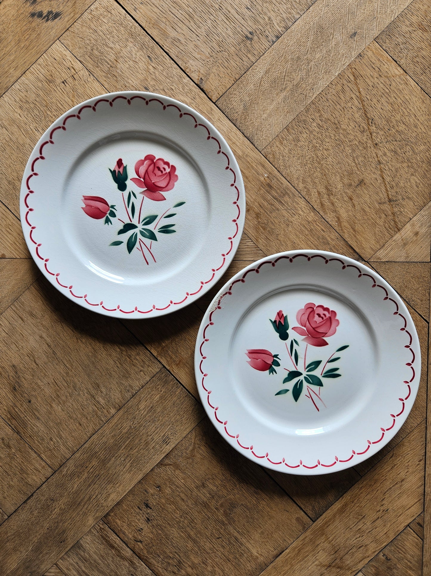 Assiettes plates rétro dépareillées, Digoin & Badonviller