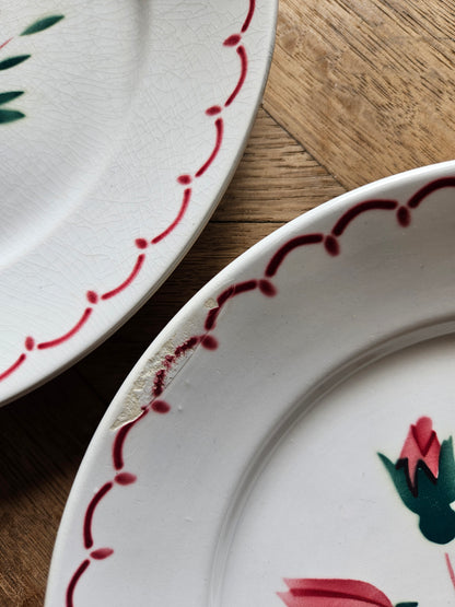 Assiettes plates rétro dépareillées, Digoin & Badonviller