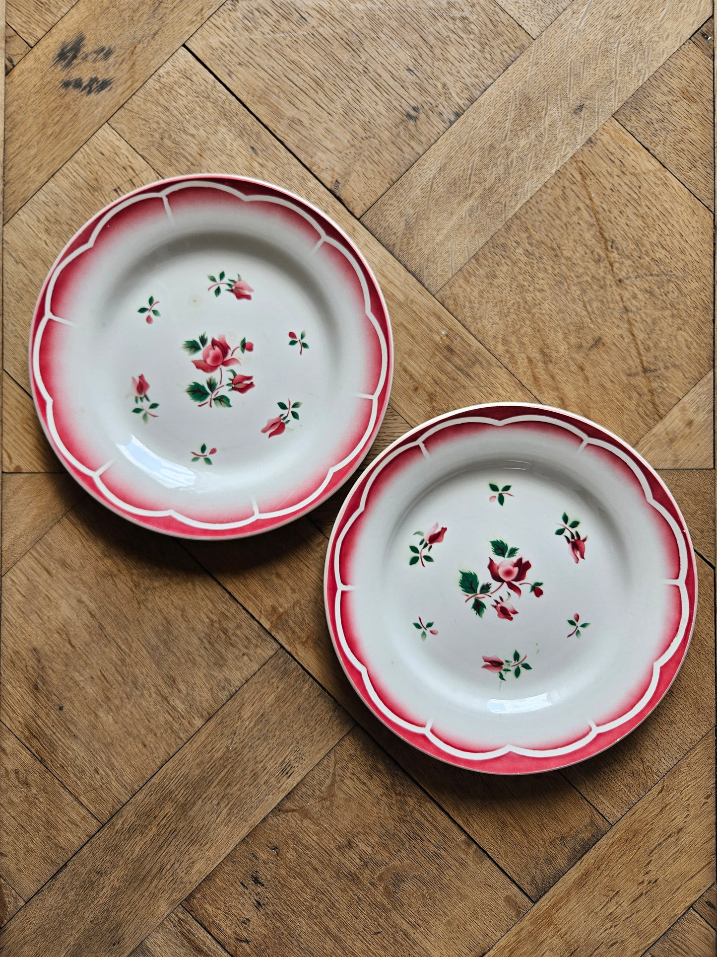 Assiettes plates rétro dépareillées, Digoin & Badonviller