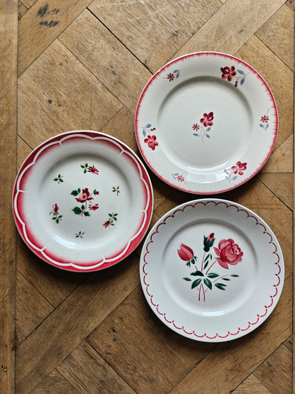 Assiettes plates rétro dépareillées, Digoin & Badonviller