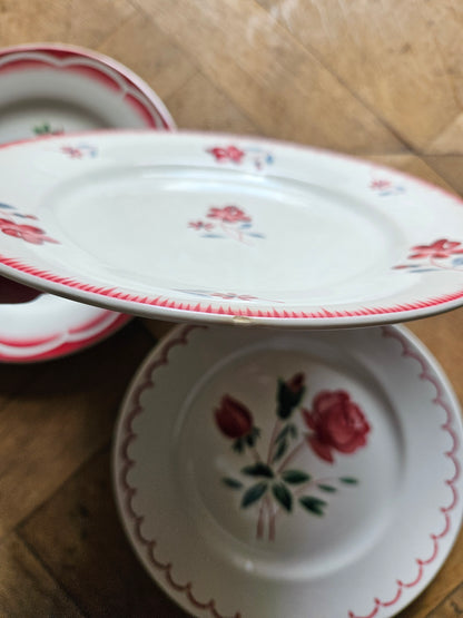 Assiettes plates rétro dépareillées, Digoin & Badonviller