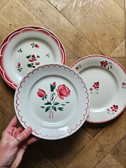 Assiettes plates rétro dépareillées, Digoin & Badonviller