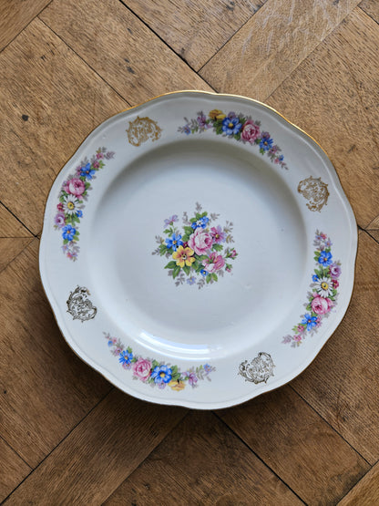 Plat rond ancien porcelaine S.F.P Foëcy