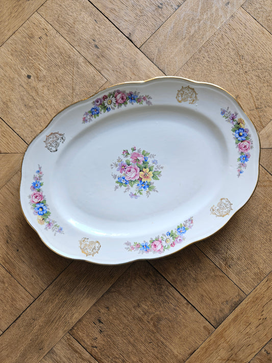 Plat ovale ancien porcelaine S.F.P Foëcy